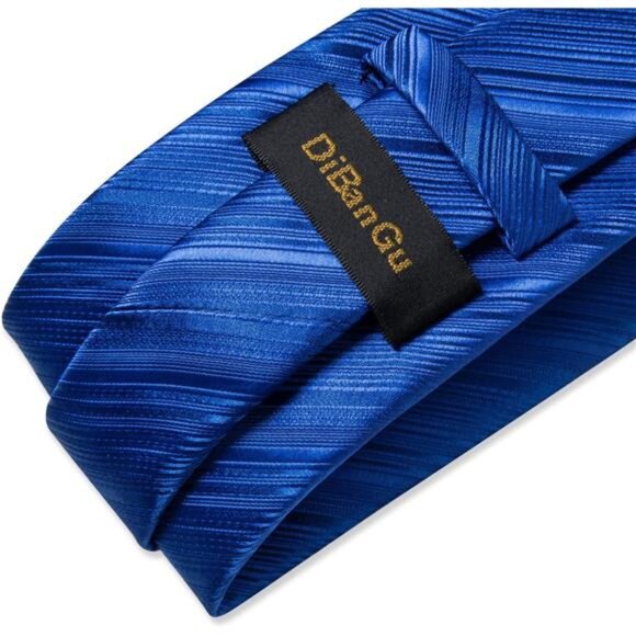 Men's Stripe Tie Silk Woven Necktie Pocket Square Cufflink Set Formal Business - Picture 4 of 7